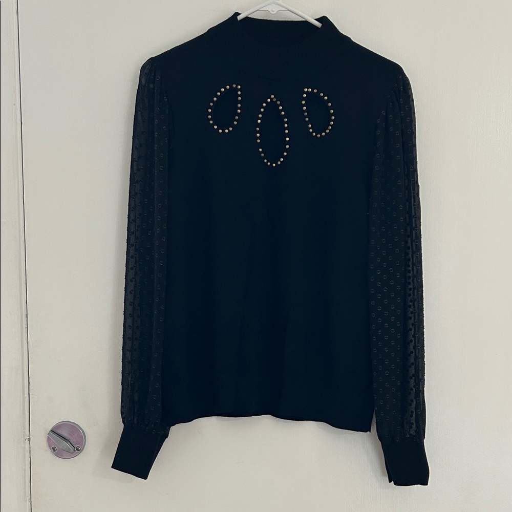 Belldini Elegant Black Blouse with Gold Accents